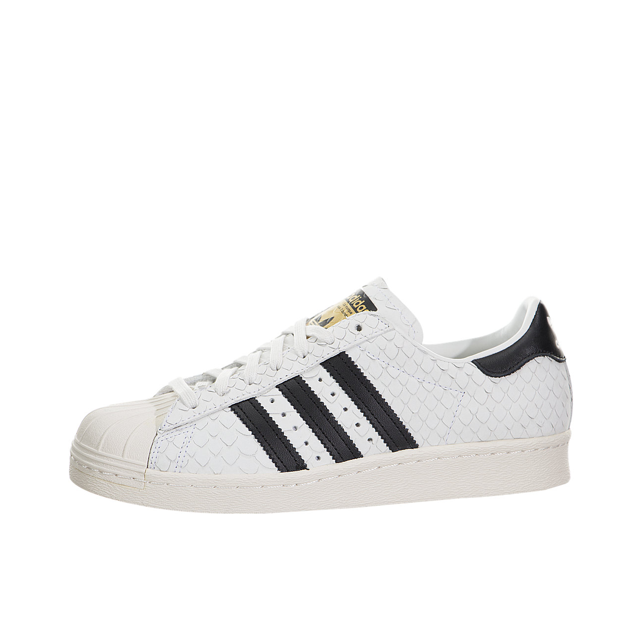推荐商品：adidas Superstar 80s 板鞋 贝壳头复古防滑耐磨防水减震运动 White/Black/Gold Metallic 白黑/蛇纹/金标