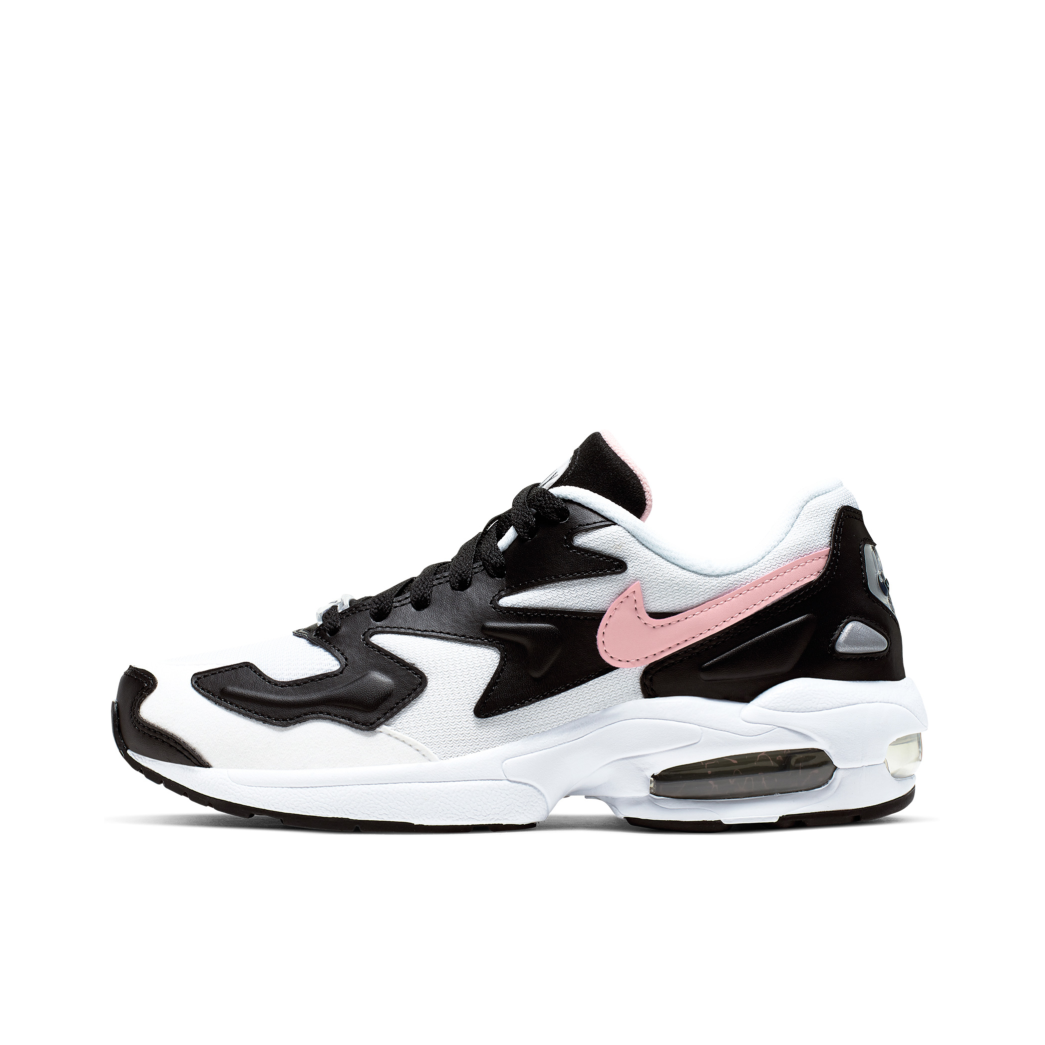 推荐商品：Nike Air Max 2 Light 跑鞋 复古百搭拼接舒适减震防滑耐磨网面透气合成革 Black/White/LightPink 黑白粉