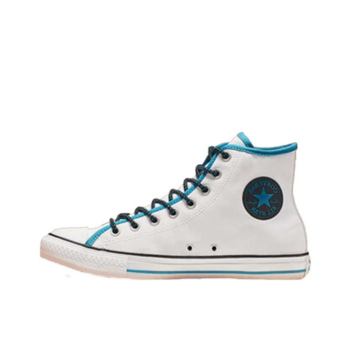 推荐商品：Converse/匡威 Chuck Taylor All Star 帆布鞋 常青款轻便防滑耐磨百搭复古圆头减震贴合高帮 White/DodgerBlue/Black 白蓝黑