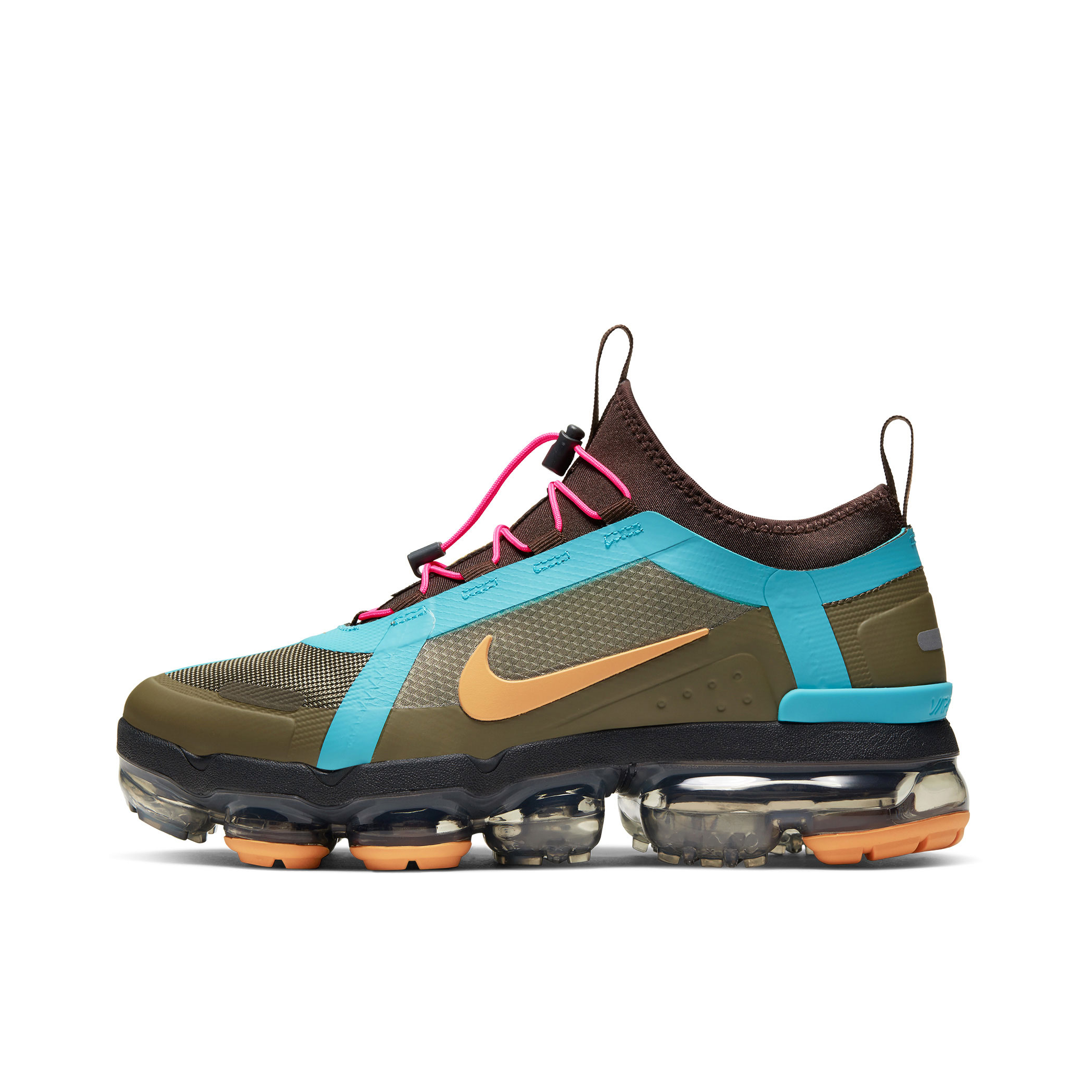 推荐商品：Nike Air Vapormax 2019 Utility 防滑耐磨 织物 舒适百搭 潮流 马拉松 跑鞋 Medium Olive/Teal Nebula/Anthracite/Amber Rise 绿色