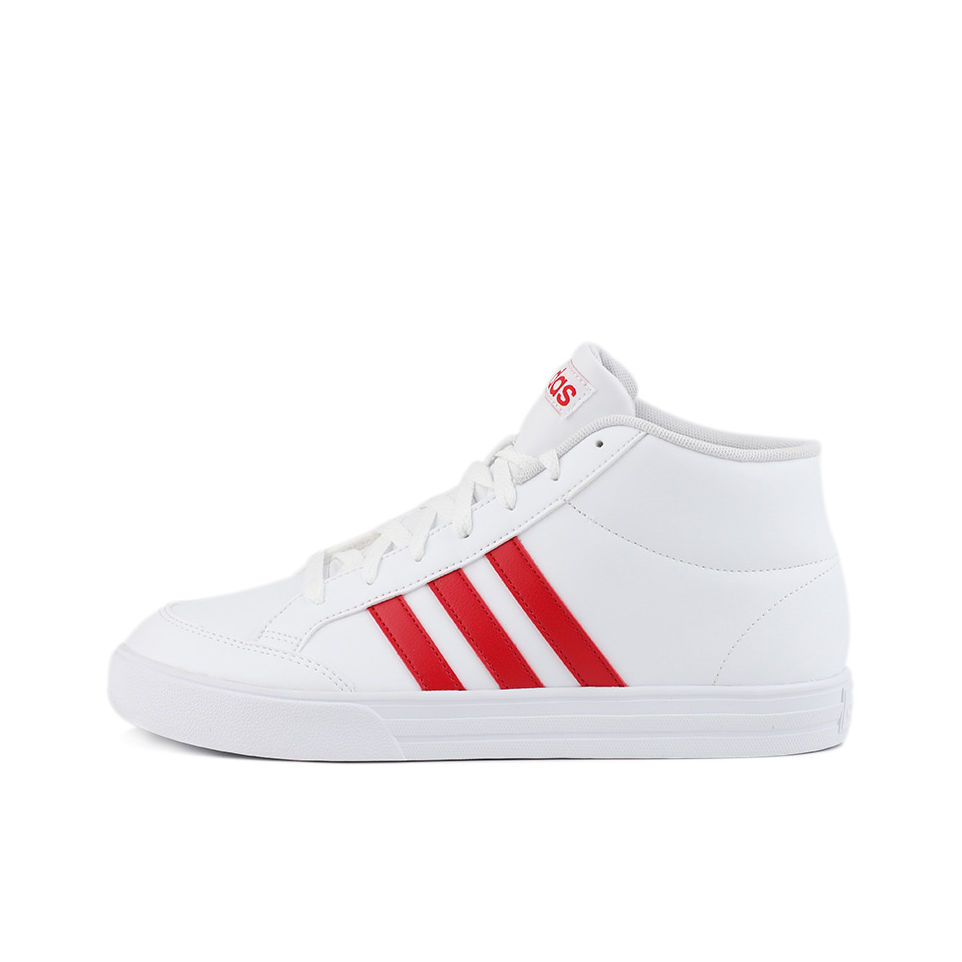 推荐商品：adidas Vs Set 板鞋 防滑耐磨轻便透气帆布复古百搭圆头包裹性 White/Red 白红Mid