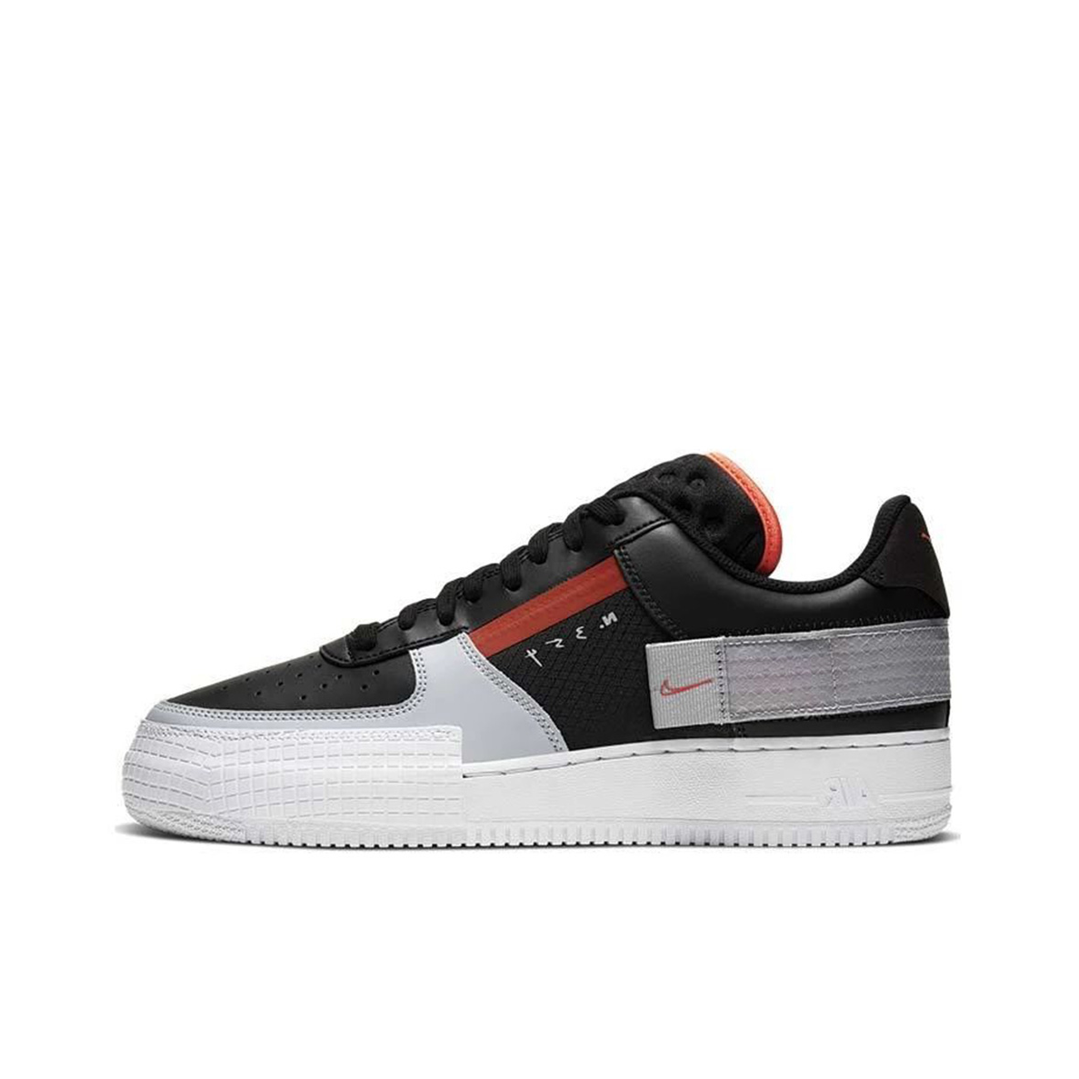 推荐商品：Nike Air Force 1 空军一号 板鞋 轻便舒适百搭耐磨防滑复古 Black Hyper Crimson Type-1/黑灰橙