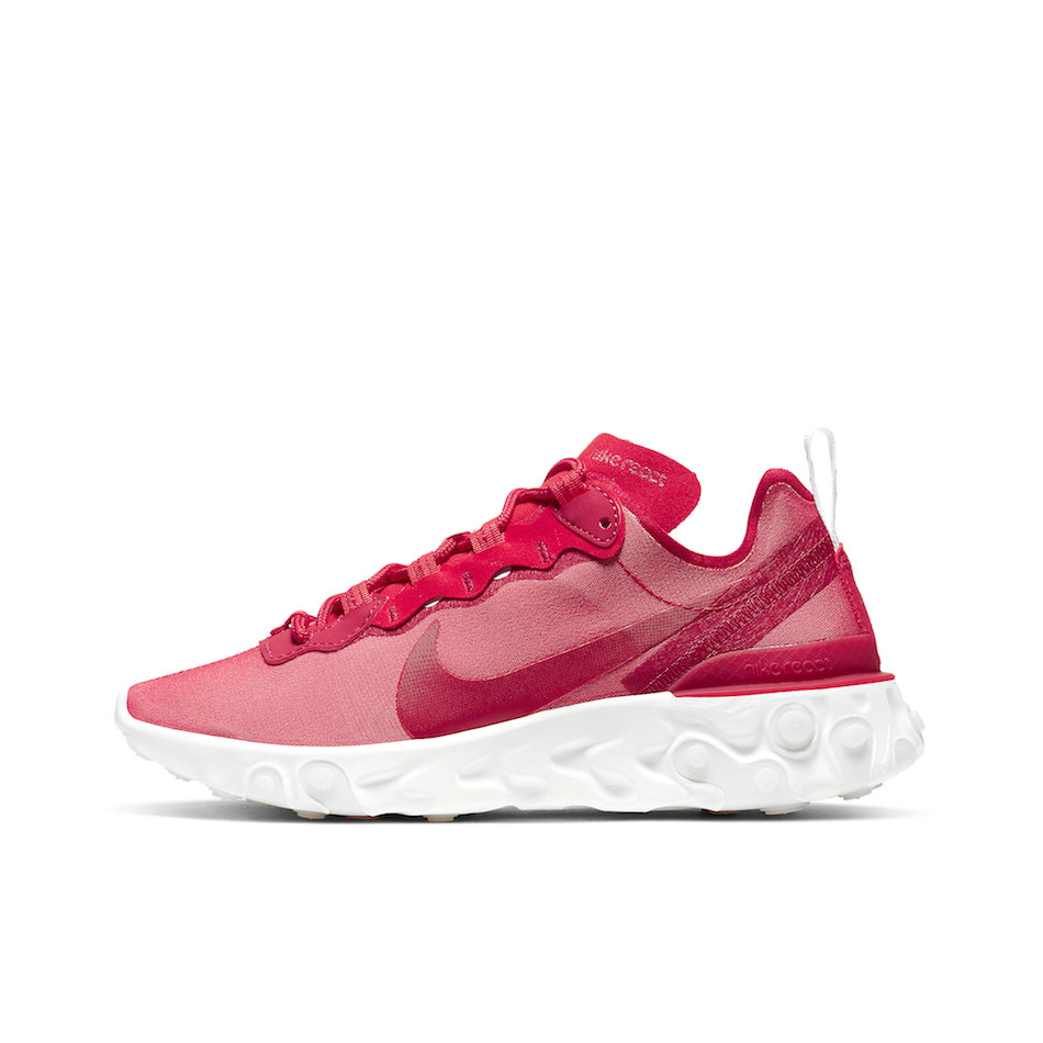 推荐商品：Nike React Element 55 跑鞋 轻便透气缓震耐磨舒适泡棉运动织物支撑防滑解构 Valentine's Day 情人节限定/2020