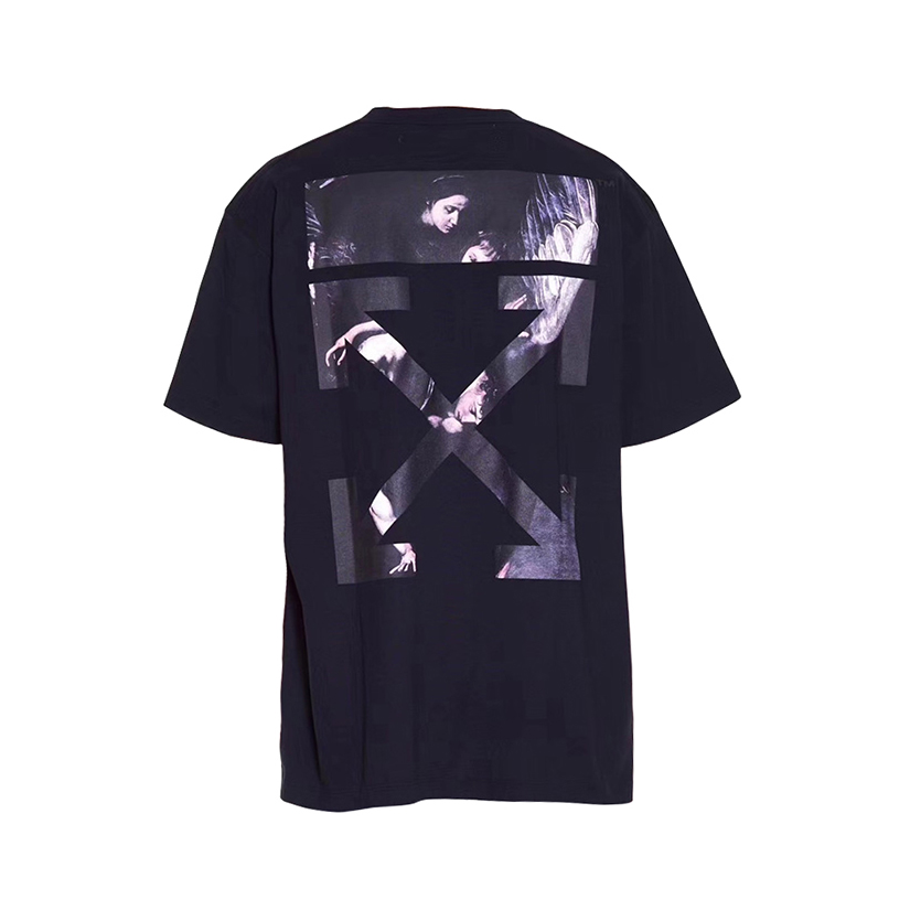 Off-White 油画背后箭头印花套头圆领落肩袖短袖T恤 男女同款 OMAA038S20185004