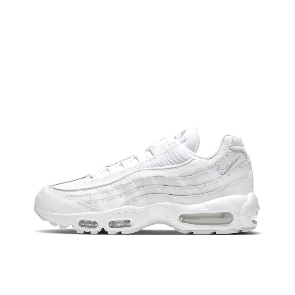 推荐商品：Nike Air Max 95 跑鞋 潮流时尚复古百搭防滑耐磨舒适透气防水气垫织物支撑低帮缓震贴合耐用圆头 White 网眼/白色/反光鞋跟