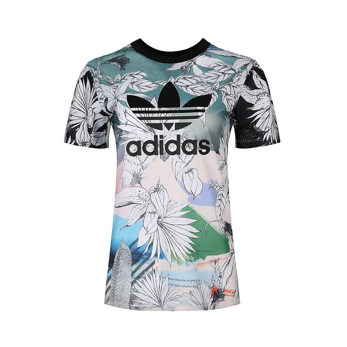 adidas Originals三叶草 不规则花卉印花圆领短袖T恤 男女同款 CY7370