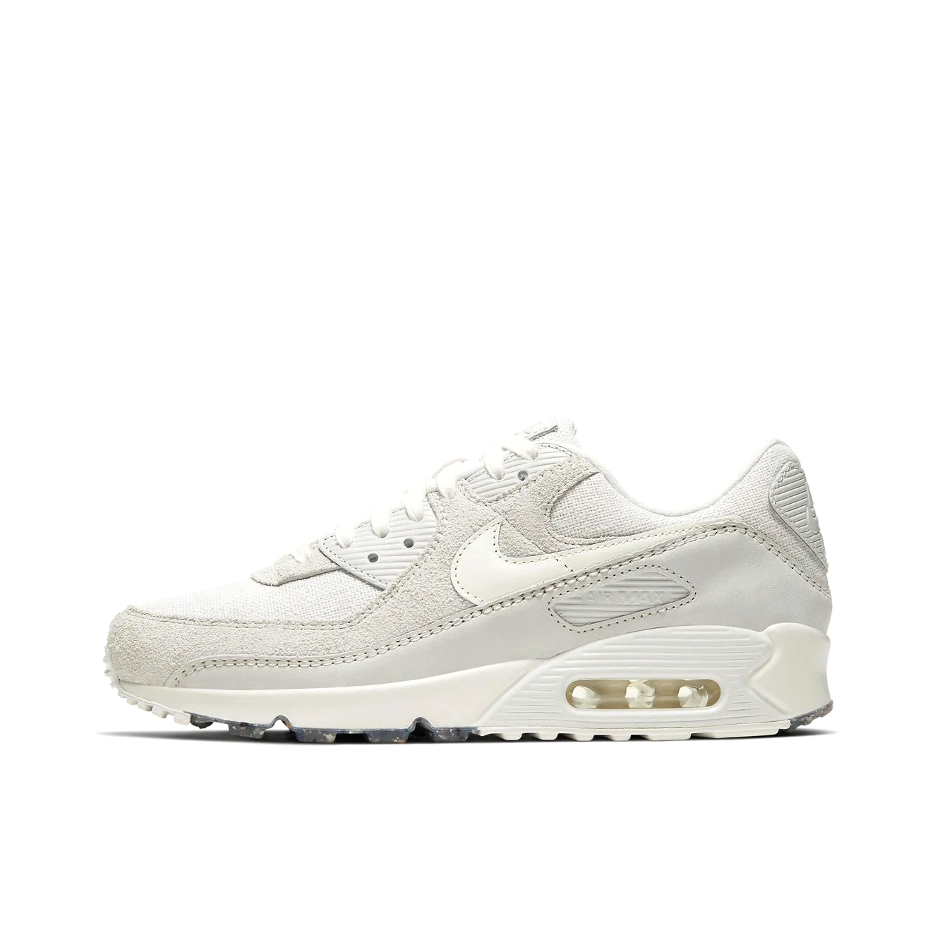 推荐商品：Nike Air Max 90 跑鞋 气垫合成革缓震透气复古增高圆头贴合拼接 Cork 米白/灰色