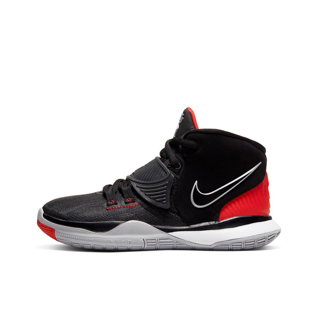推荐商品：Nike Kyrie 6 防滑耐磨 舒适透气 减震轻便 实战 运动鞋儿童 Bred 小童/黑红