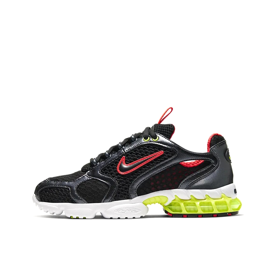 推荐商品：Nike Air Zoom Spiridon Cage 2 运动休闲鞋 耐磨潮流复古舒适透气网布织物气垫跑鞋风 Black/Red/Volt 黑白