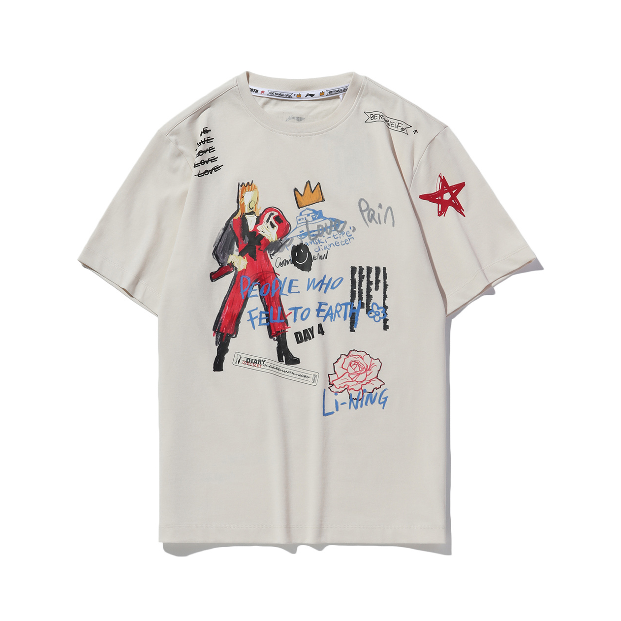 Li Ning CF地球七日圆领情侣短袖T恤 男女同款 AHSQ382