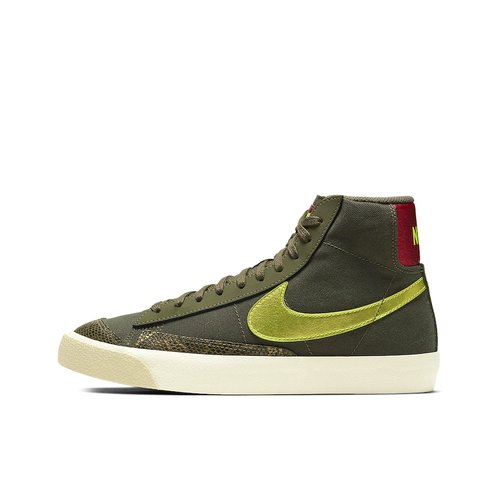 推荐商品：Nike SB Blazer Zoom 滑板鞋 板鞋 拼接时尚复古防滑耐磨透气运动休闲舒适百搭 Olive Snakeskin 橄榄绿/柠檬黄