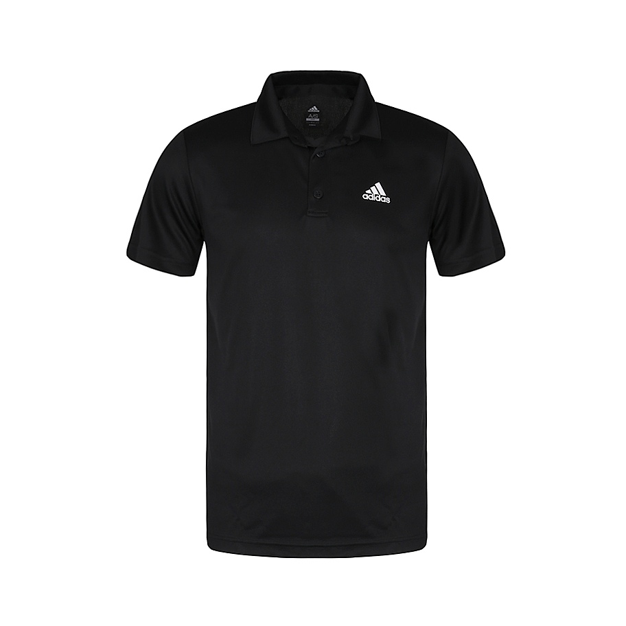 adidas 速干排汗透气高能感凉爽网球三扣梭织短袖POLO CV8322 黑