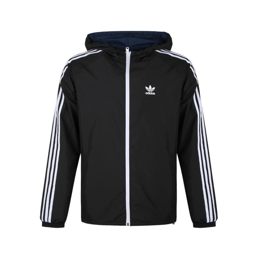 【王嘉尔同款】adidas Originals 梭织两面穿防风连帽休闲双面穿拉链夹克 DX4218