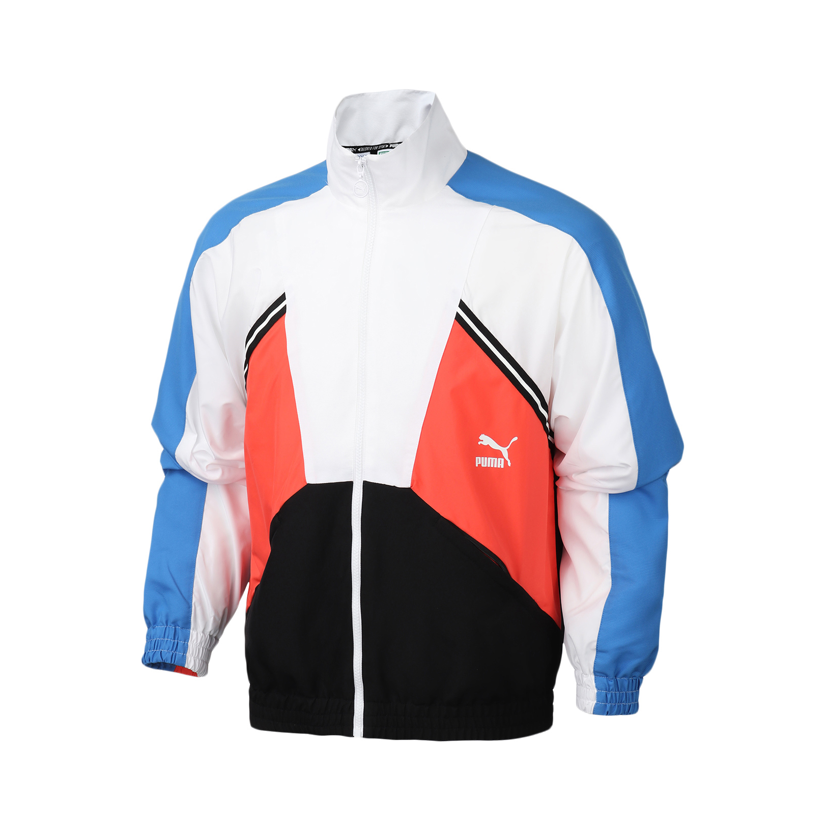 Puma logo印花立领防风拼接梭织夹克 597368