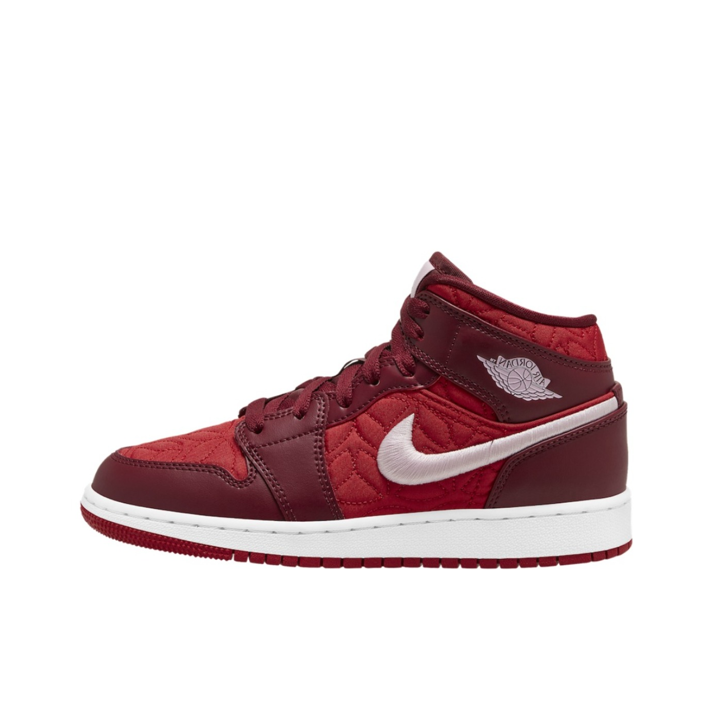推荐商品：Air Jordan 1 板鞋 运动休闲鞋 复古潮流支撑合成革 Red Quilt 中帮/GS/酒红