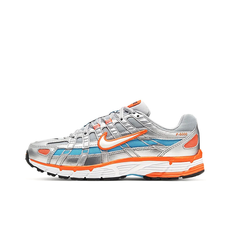 推荐商品：Nike P-6000 CNPT 运动休闲鞋 机能风跑鞋风舒适缓震防滑耐磨时尚潮流复古贴合网面支撑圆头 Silver Blue Orange 金属银/橙/蓝