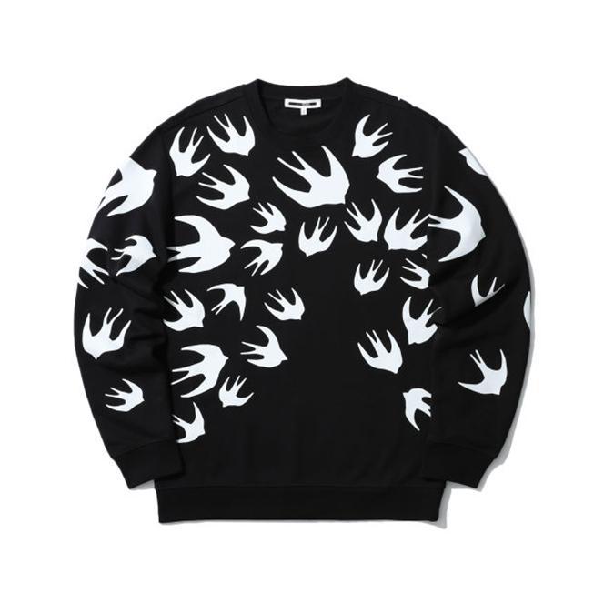 Alexander McQueen Swallow圆领印花套头卫衣 男女同款 337341-RLT72