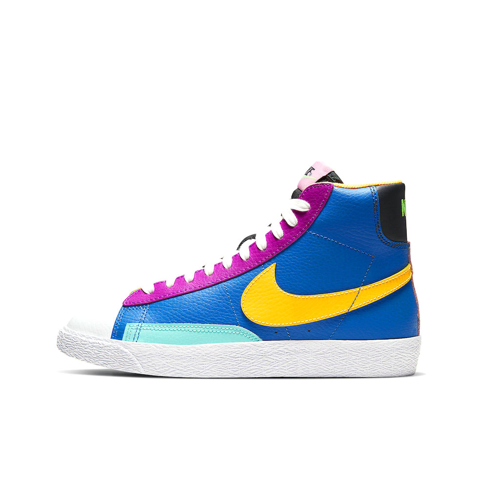 推荐商品：Nike Blazer 板鞋 经典复古防滑舒适百搭 GS/蓝/玫红/黄