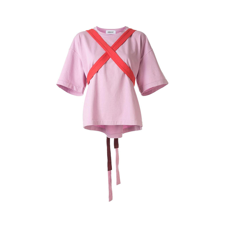 AMBUSH MULTI COLOR OBI BELT T-SHIRT条带交叉logo印花T恤