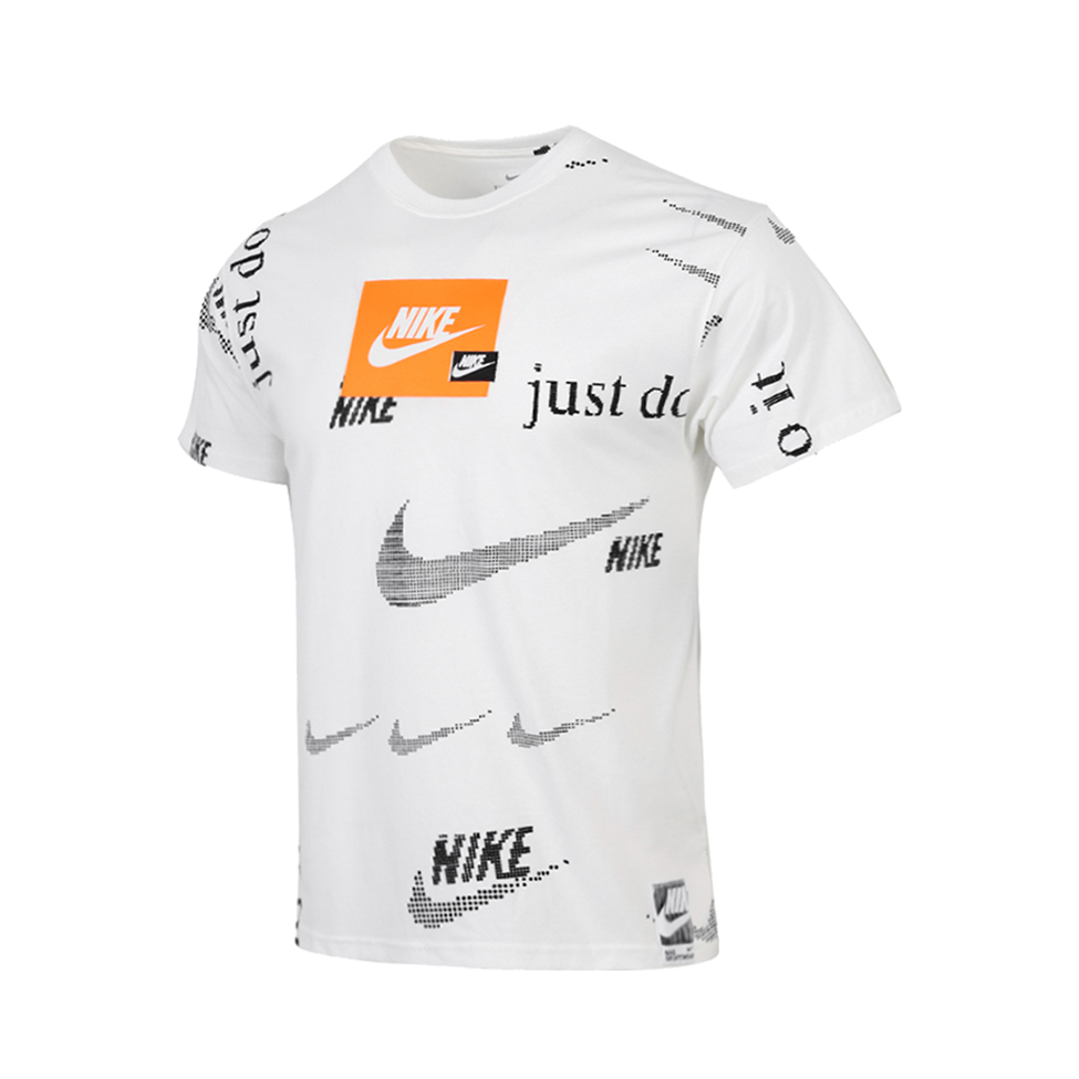 Nike Sportswear 标志图案训练健身纯棉透气针织圆领短袖T恤 CW0378