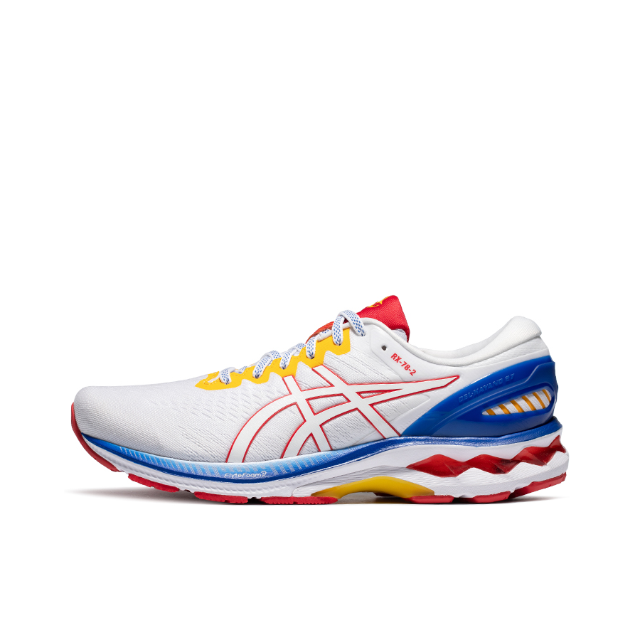 推荐商品：Asics/亚瑟士 Gel-Kayano 27 跑鞋 碳板稳定支撑防滑耐磨缓震回弹网面透气复古马拉松织物圆头 高达联名/白色/蓝色/红色