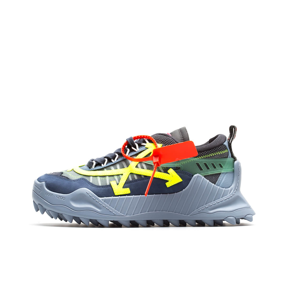 推荐商品：OFF-WHITE ODSY-1000 时尚百搭 舒适轻便 减震回弹 防滑耐磨 运动潮流 拼接 圆头 织物网布 休闲鞋 OWIA180E19800126 蓝黄