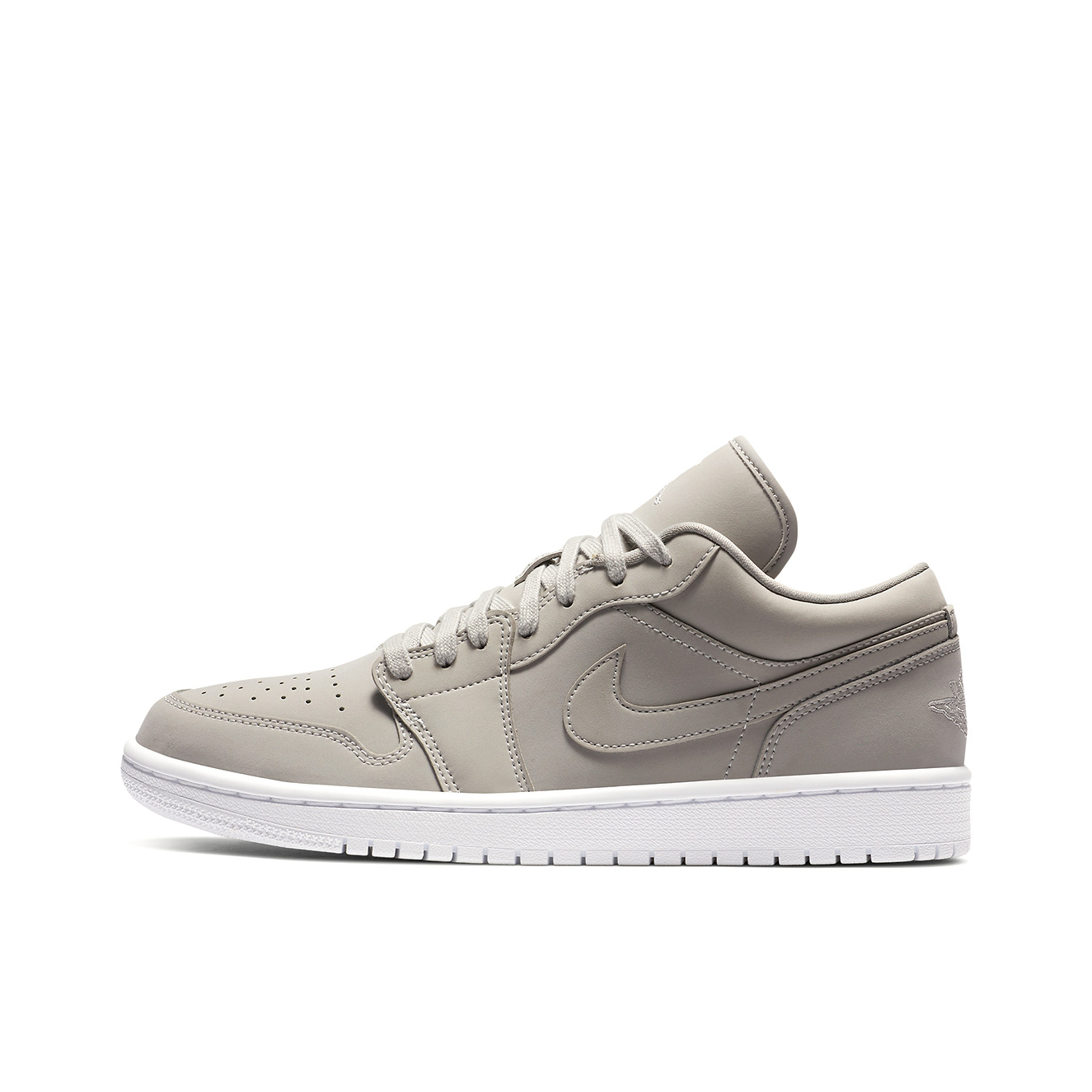 推荐商品：Air Jordan 1 板鞋 运动休闲鞋 复古潮流支撑合成革 Grey Fog 低帮/雾灰/白色