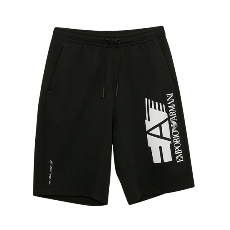 Armani/阿玛尼 EMPORIO ARMANI 阿玛尼 Logo印花棉质短裤 男款 黑色