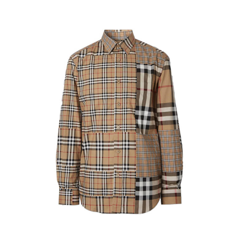 Burberry 博柏利 经典剪裁拼接格纹棉质衬衫