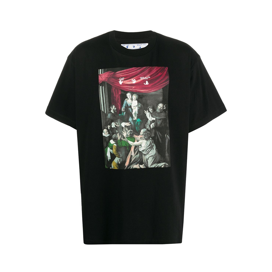 【甄选秋装】OFF-WHITE 宗教彩色圣母绘画图案宽松版型短袖T恤 男女同款
