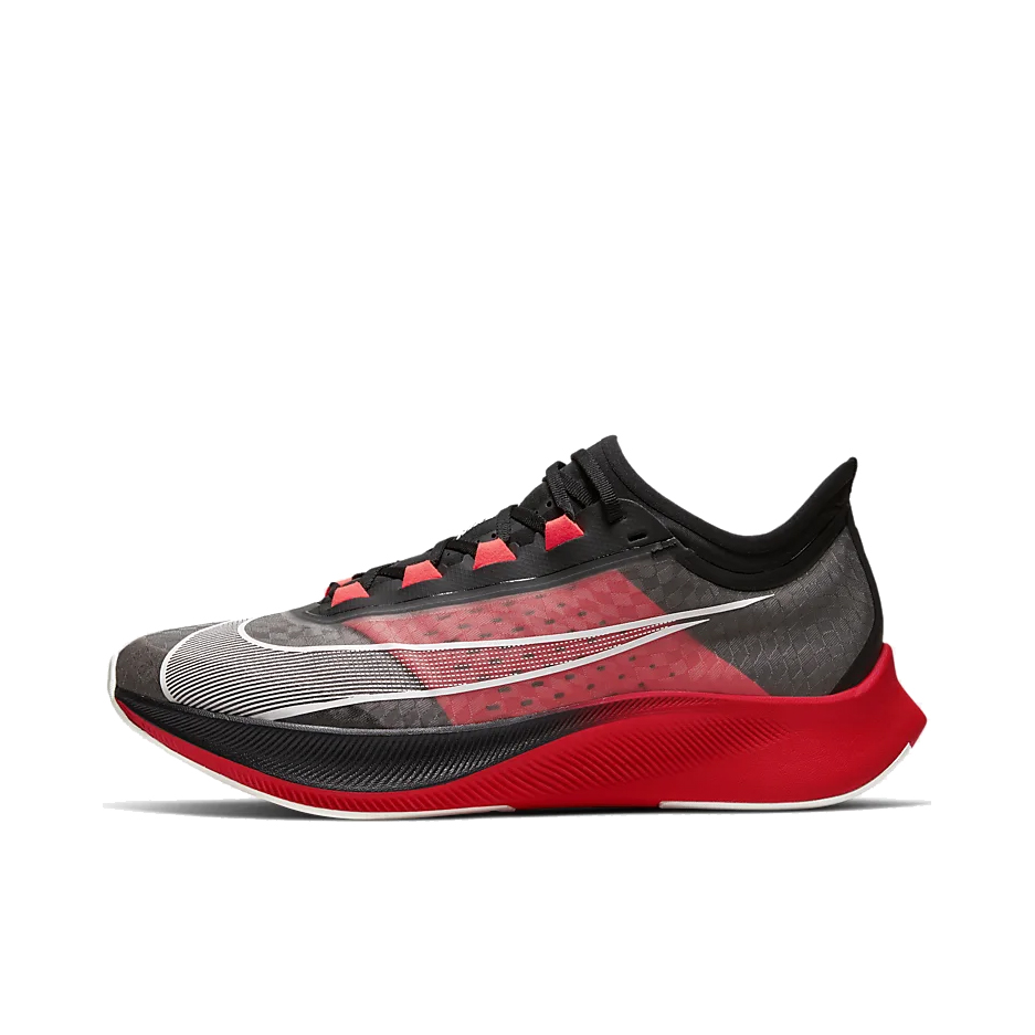 推荐商品：Nike Zoom Fly 3 跑鞋 缓震回弹防滑耐磨竞速碳板马拉松合成革织物泡棉 黑色/红色