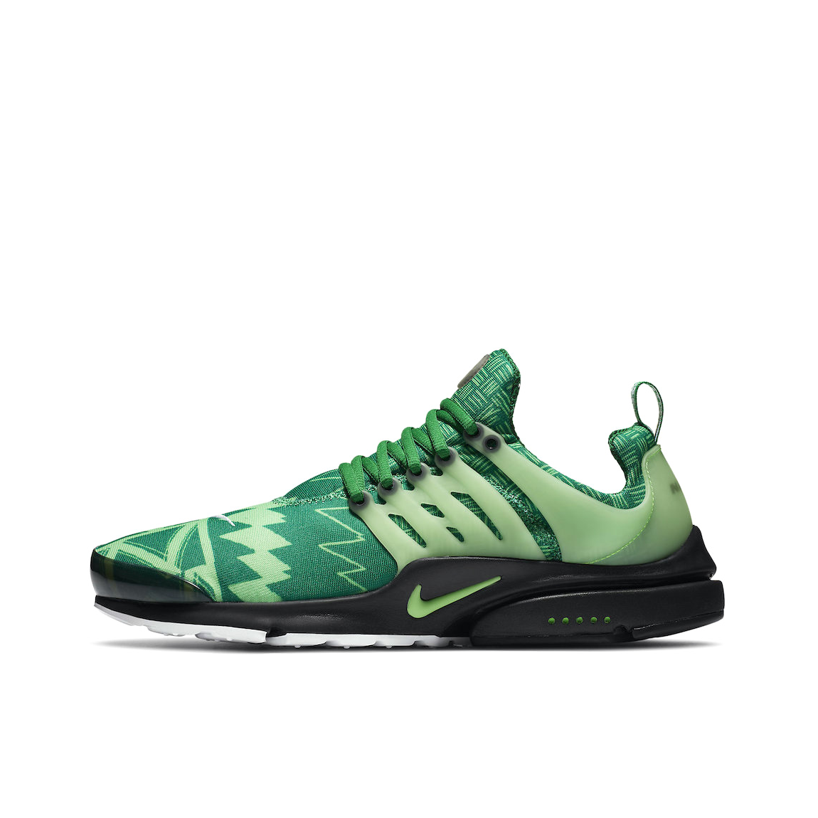 推荐商品：Nike Air Presto 跑鞋 减震回弹轻便透气防滑耐磨低帮圆头 Naija 尼日利亚足球队/松绿/黑色