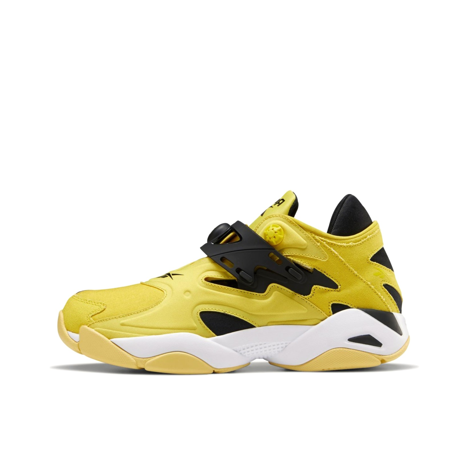 推荐商品：Reebok/锐步 Pump Court 运动休闲鞋 时尚经典舒适耐磨网布透气圆头人造革减震复古支撑 黄色/黑色/白色