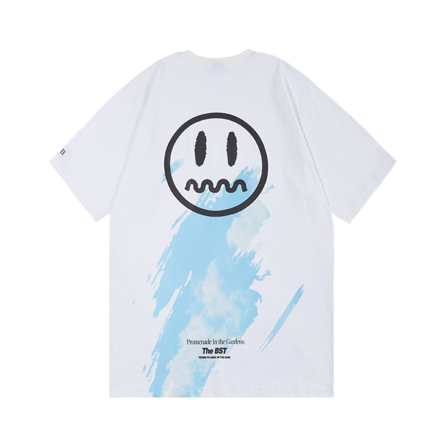 BEASTER 小恶魔鬼脸天空印花纯棉短袖T恤 男女同款 B026011401