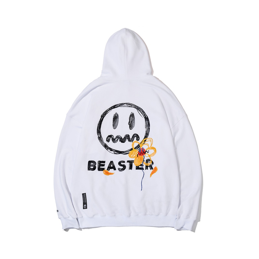 Beaster 2023AW 鬼脸小恶魔笑脸小蜜蜂情侣连帽圆领卫衣 男女同款 B032092066