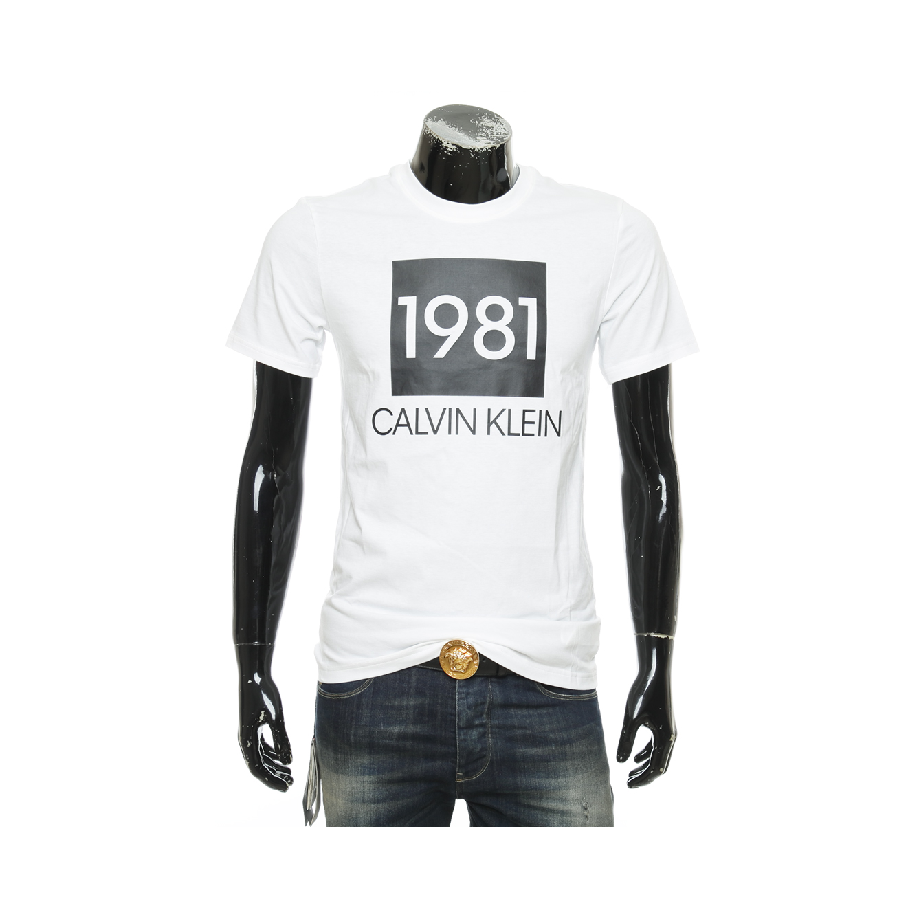 Calvin Klein BOX数字字母撞色印花圆领宽松短袖T恤 000NM1708E