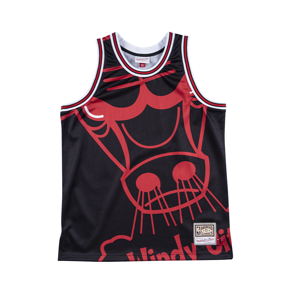 Mitchell Ness 猛龙队 NBA Big Face系列直筒字母印花排汗吸湿无袖光板球衣