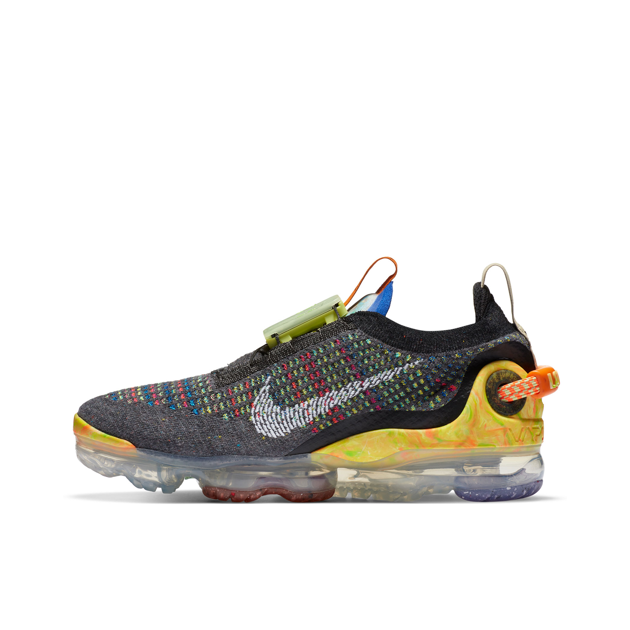 推荐商品：Nike Air VaporMax 2020 跑鞋 舒适休闲轻便透气全掌耐磨运动织物编织回弹支撑 女款/铁灰/黄色/白色