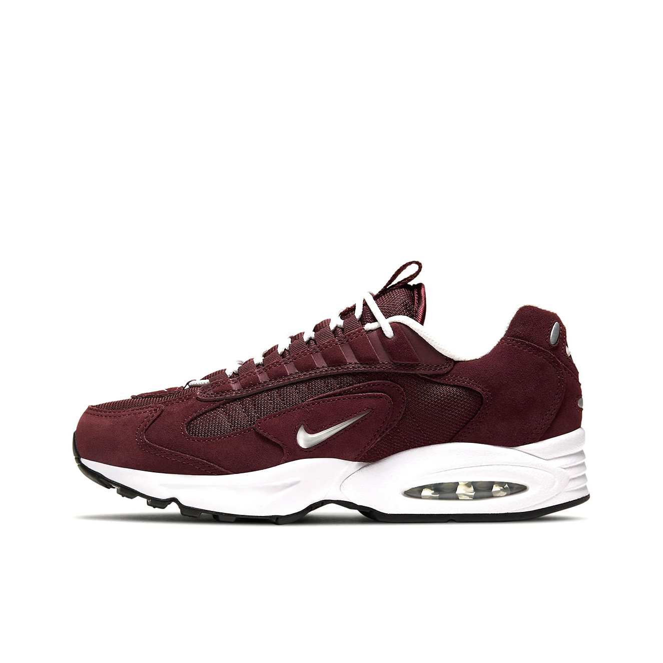 推荐商品：Nike Air Max Triax 96 跑鞋 气垫缓震舒适耐磨轻便透气织物支撑复古百搭 酒红/白色