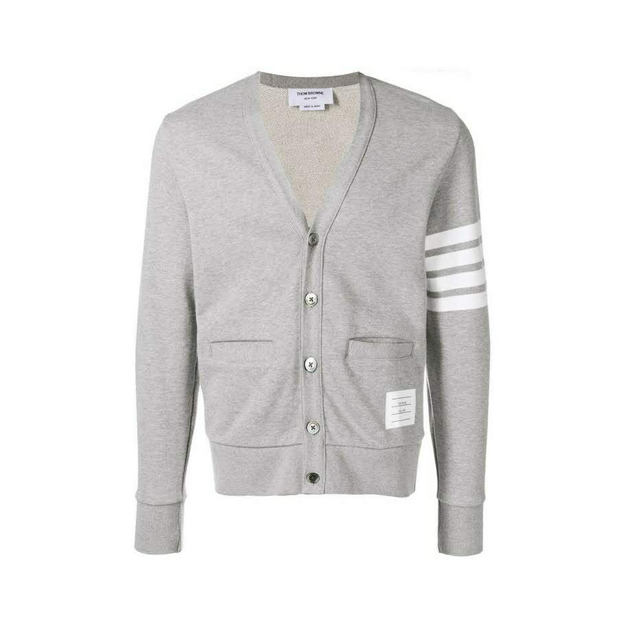 推荐商品：Thom Browne 双口袋四条杠系扣条纹卫衣 灰