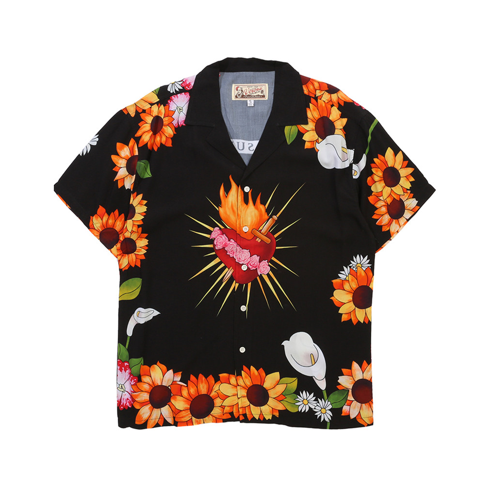 PLEASURES Gangster SS Woven心脏向日葵夏威夷花衬衫 男女同款
