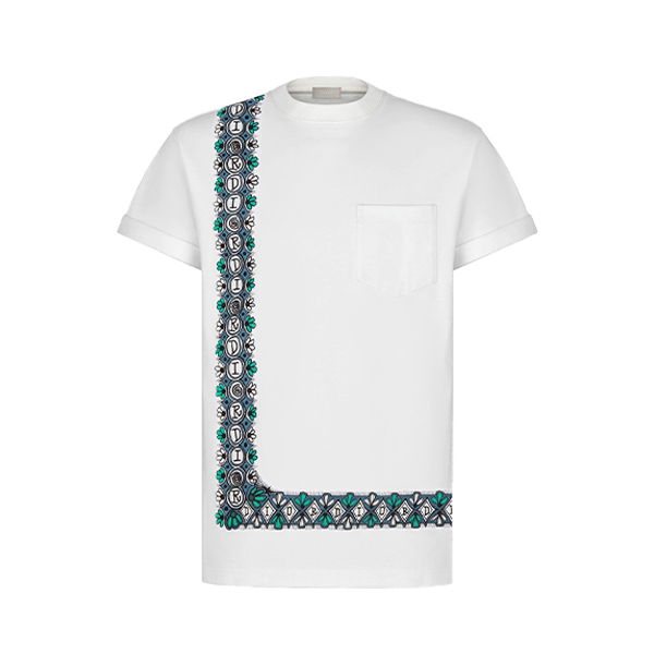 Dior X Shawn Stussy 联名合作款不对称字母印花圆领短袖T恤 男女同款 033J644B0554-C085