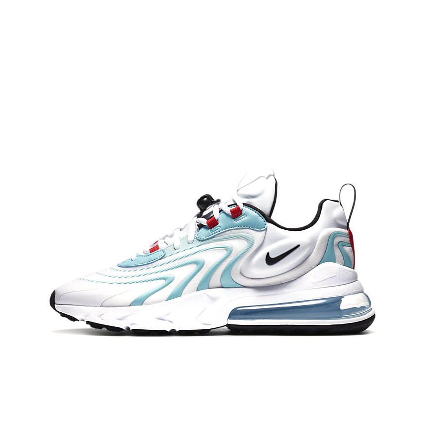推荐商品：Nike Air Max 270 React ENG 跑鞋 气垫缓震防滑耐磨舒适轻便复古织物 白色/蒂芙尼蓝/黑色