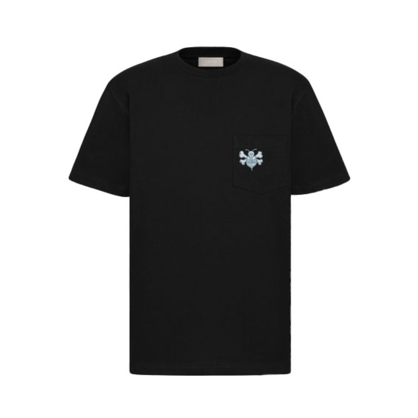 StussyXDior 超大版型胸前口袋小蜜蜂短袖T恤 033J644A0554-C985