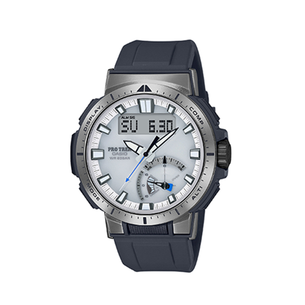 Casio/卡西欧 PROTREK系列 硅胶表带金属感太阳能电波登山防震防水石英男士手表 灰色 PRW-70-7PR