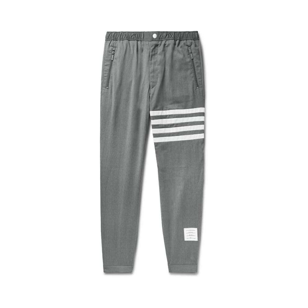Thom Browne 男灰色修身条纹羊毛休闲长裤 5983760398719598