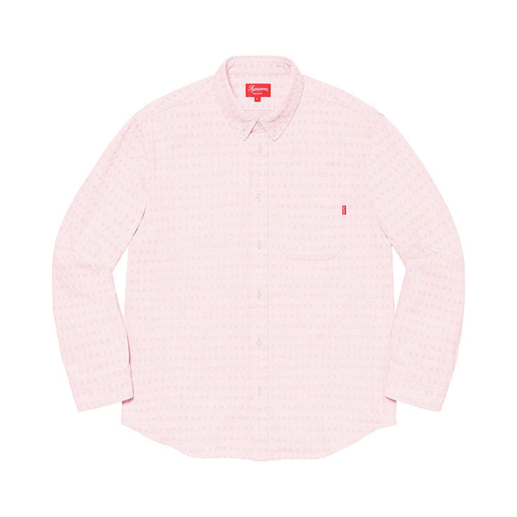 Supreme Jacquard Logos Denim Shirt 徽标弹幕提花长袖牛仔衬衫 男女同款