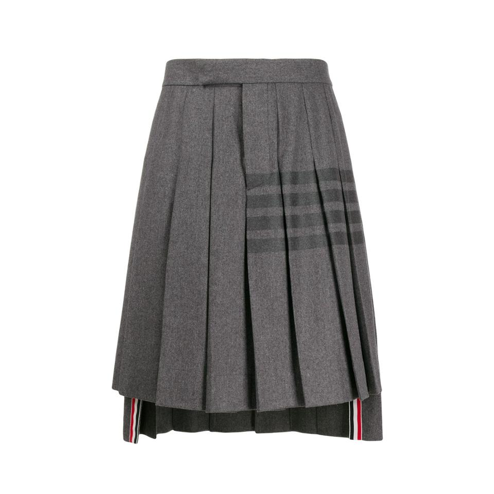 Thom Browne 四条纹百褶及膝半身运动短裙 14776646