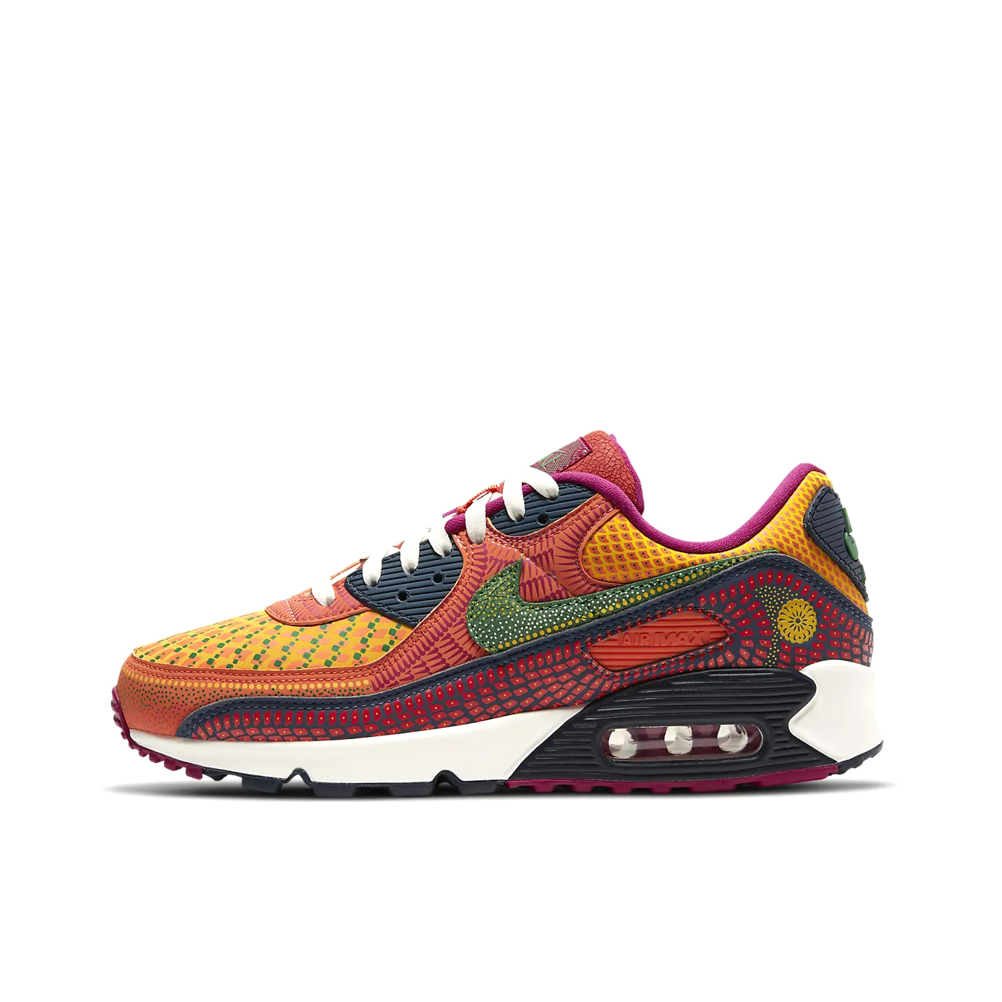 推荐商品：Nike Air Max 90 跑鞋 气垫合成革缓震透气复古增高圆头贴合拼接 亡灵节限定/2020