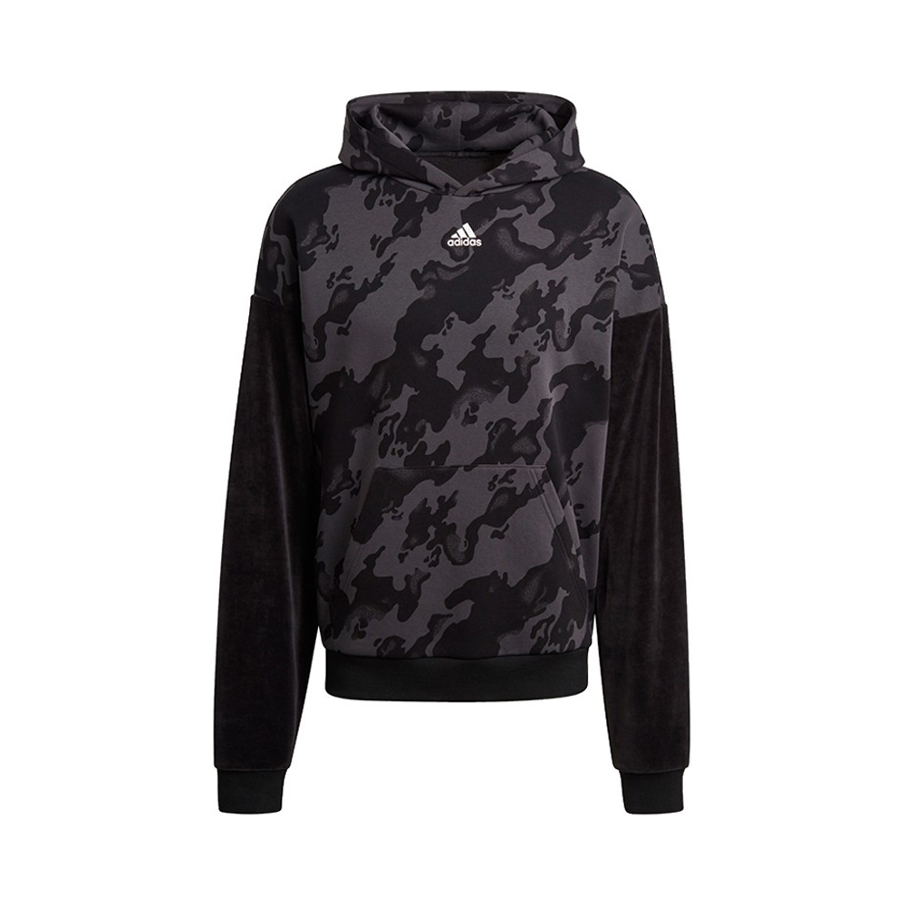 adidas 迷彩加绒训练运动保暖连帽夹克 男女同款 H25089